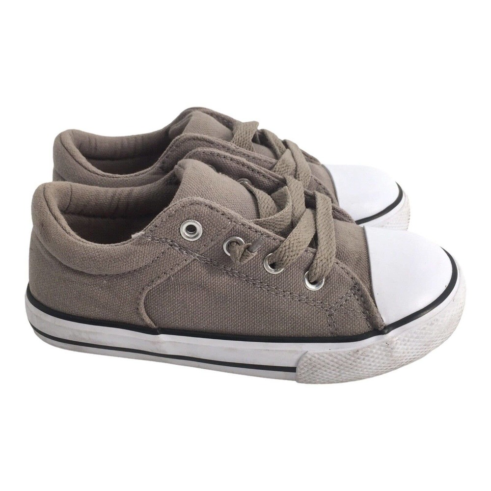 Hopscotch Canvas Fabric Toddler Sneakers Size 10 Unisex Little Kid Taupe Gray